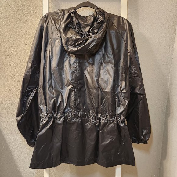 New Women's Long Anorak Jacket with Hood Hoodie Black lightweight Size Medium M - Picture 15 of 15